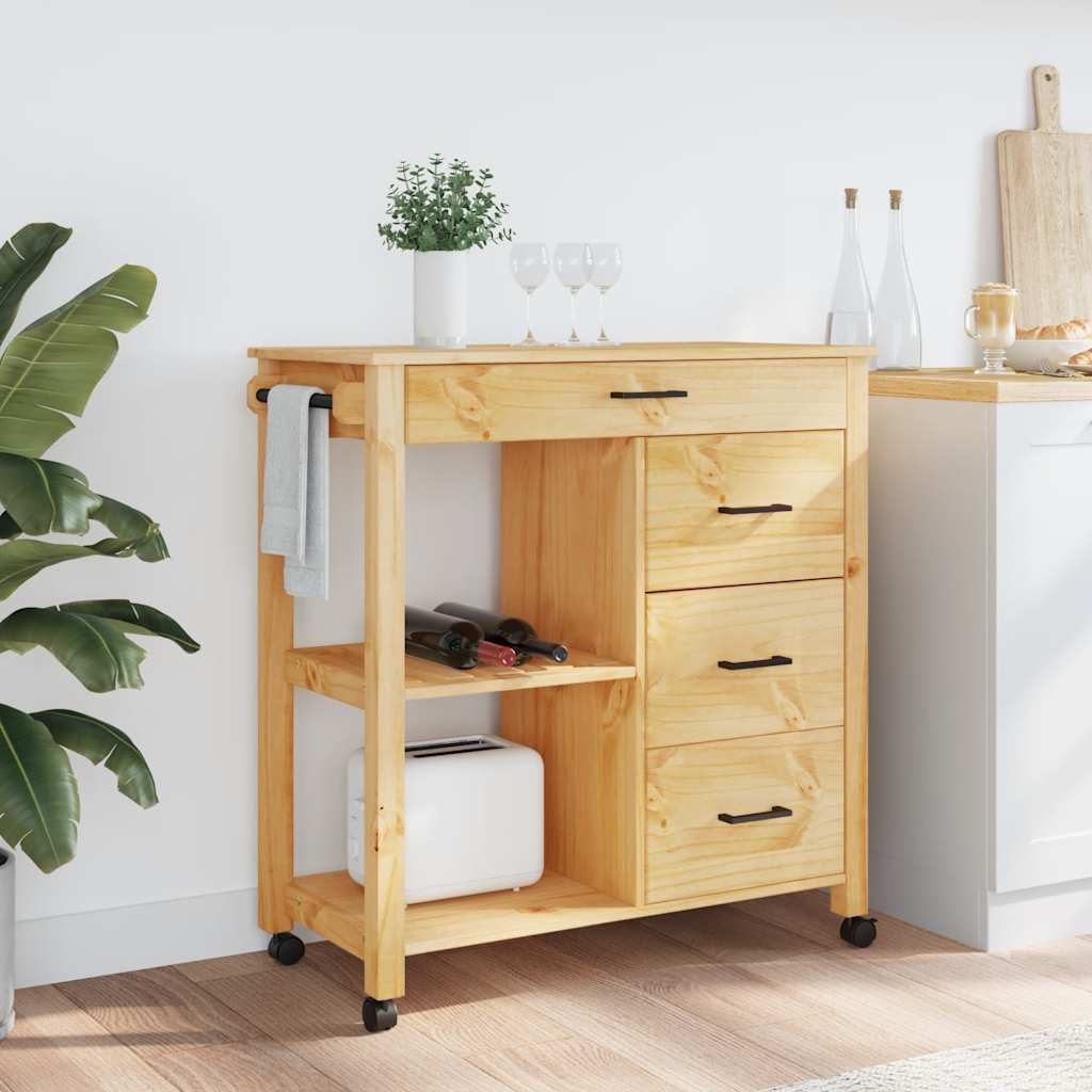 Kitchen Trolley MONZA 84x40x88.5 cm Solid Wood Pine