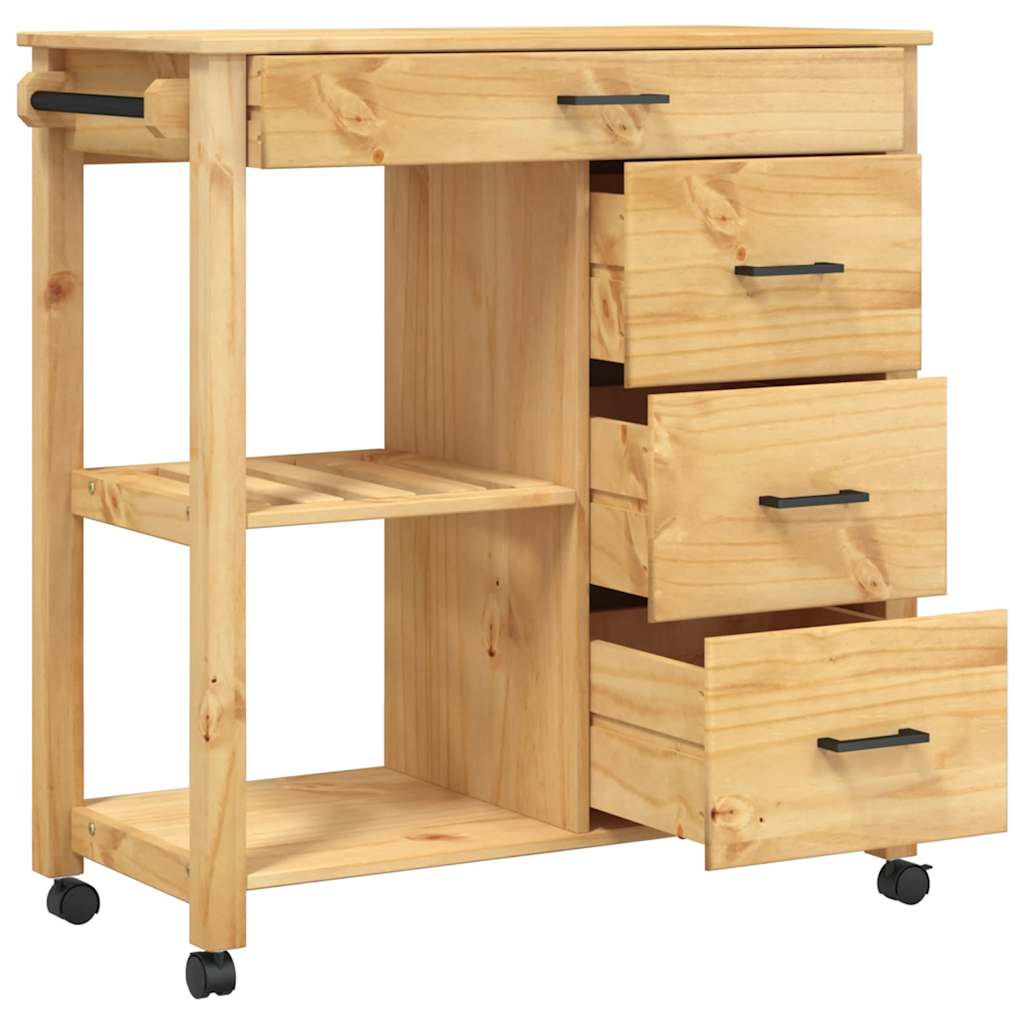Kitchen Trolley MONZA 84x40x88.5 cm Solid Wood Pine