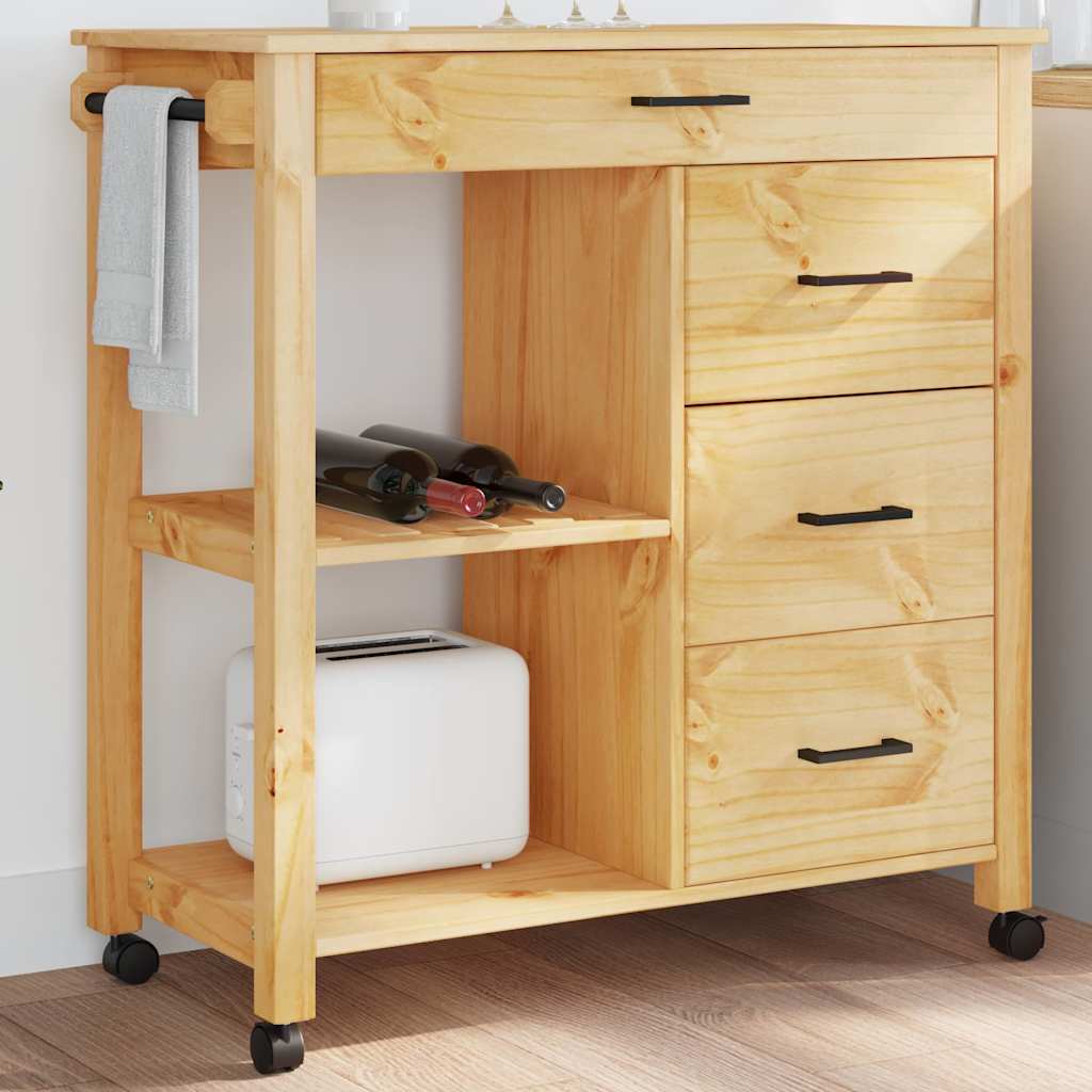 Kitchen Trolley MONZA 84x40x88.5 cm Solid Wood Pine