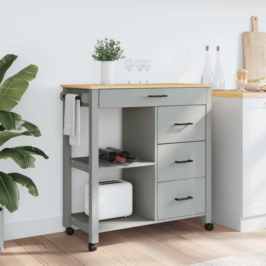 Kitchen Trolley MONZA 84x40x88.5 cm Solid Wood Pine