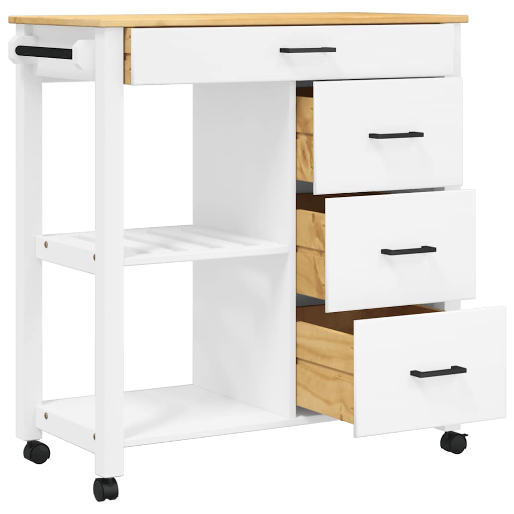 Kitchen Trolley MONZA 84x40x88.5 cm Solid Wood Pine