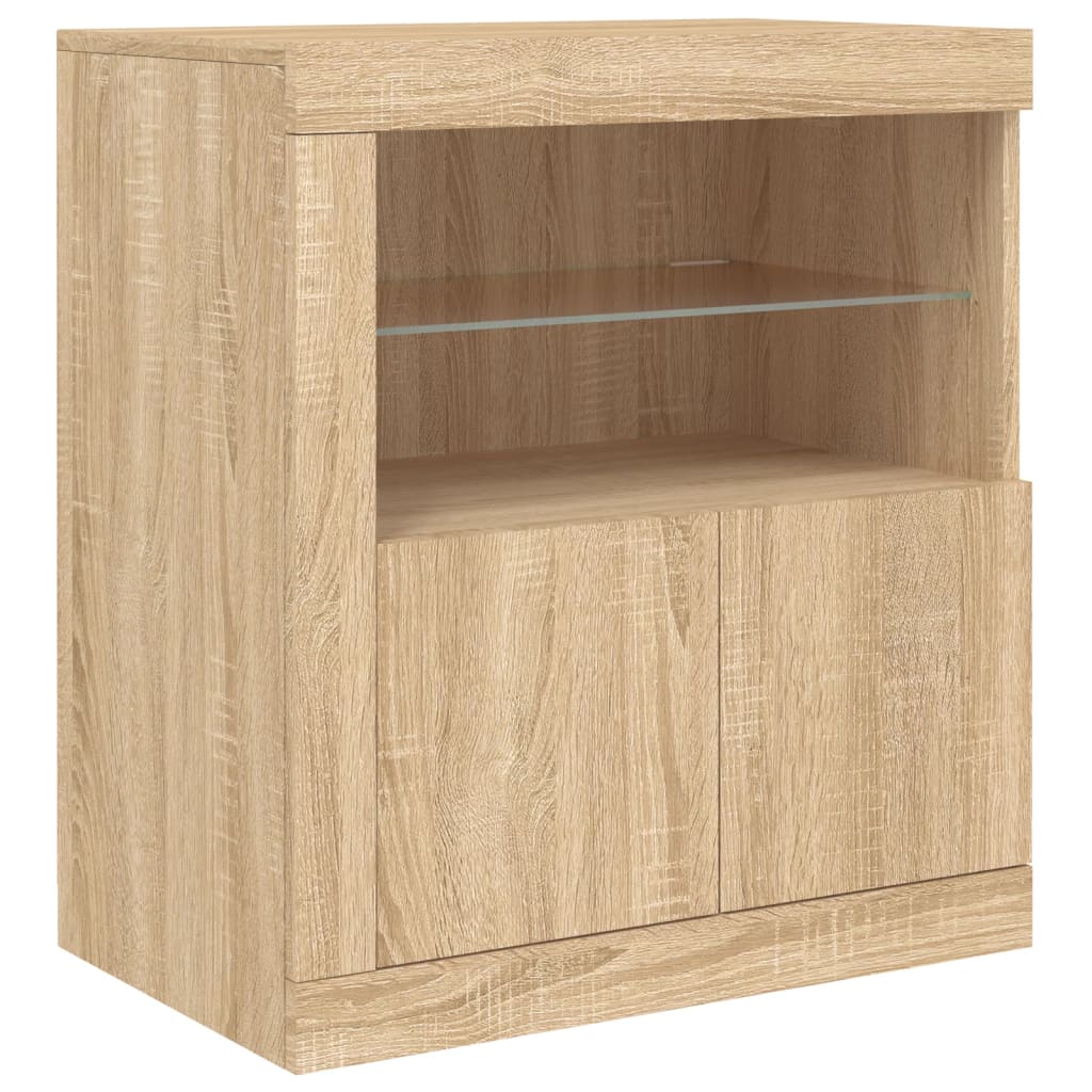 Sideboard with LED Lights Sonoma Oak 60.5x37x67 cm