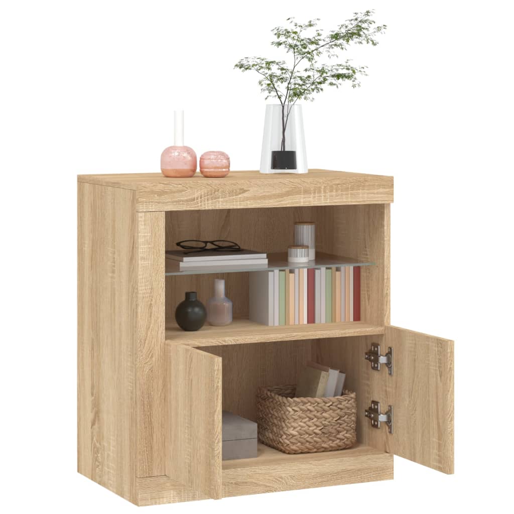 Sideboard with LED Lights Sonoma Oak 60.5x37x67 cm