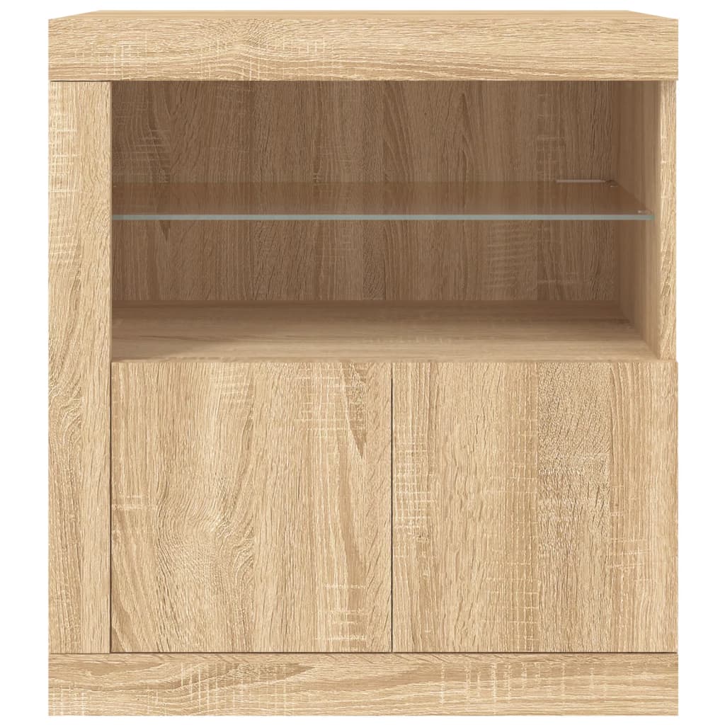 Sideboard with LED Lights Sonoma Oak 60.5x37x67 cm