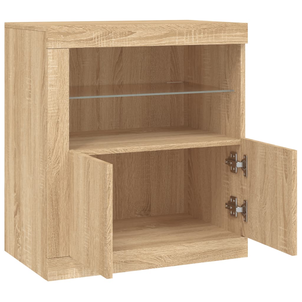 Sideboard with LED Lights Sonoma Oak 60.5x37x67 cm