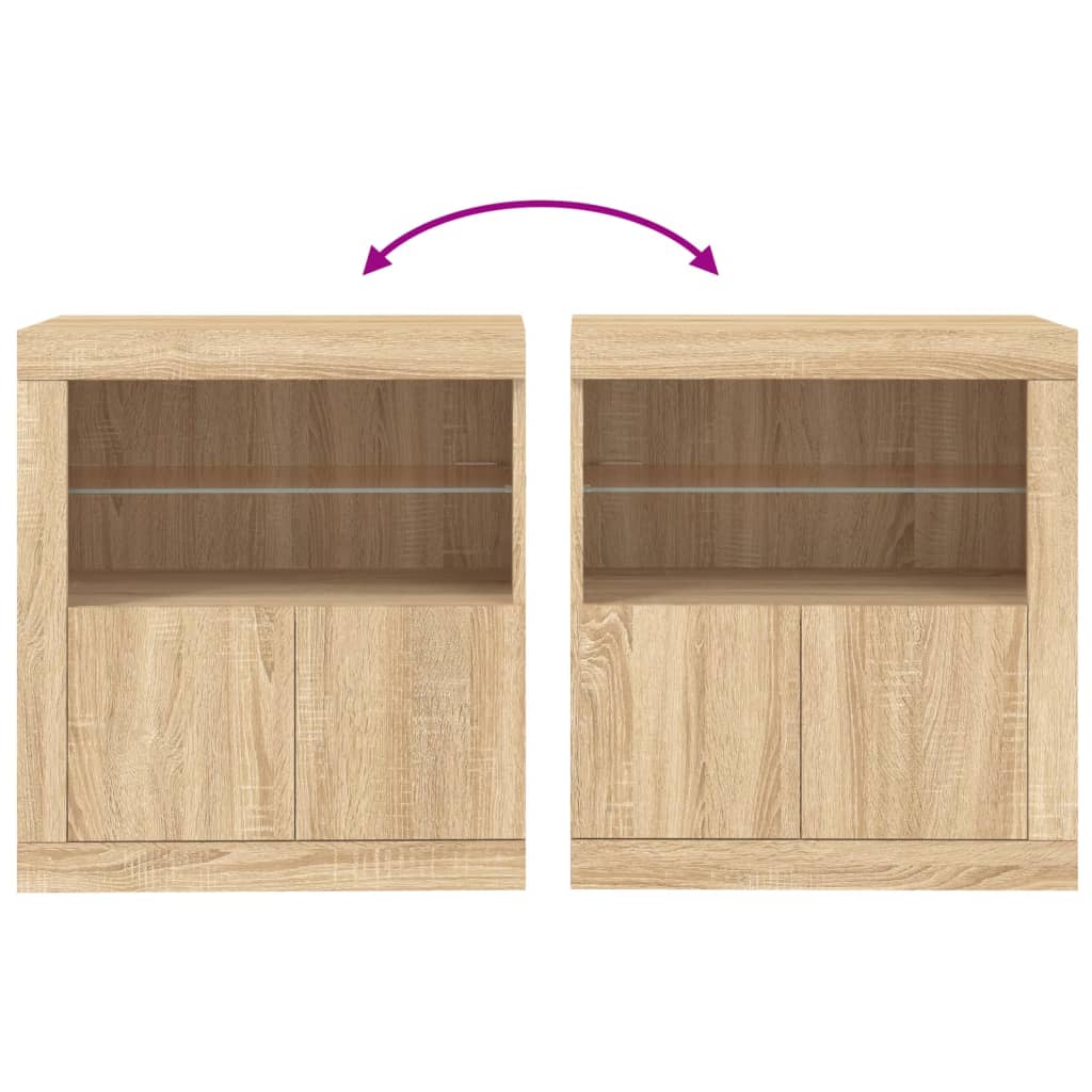 Sideboard with LED Lights Sonoma Oak 60.5x37x67 cm
