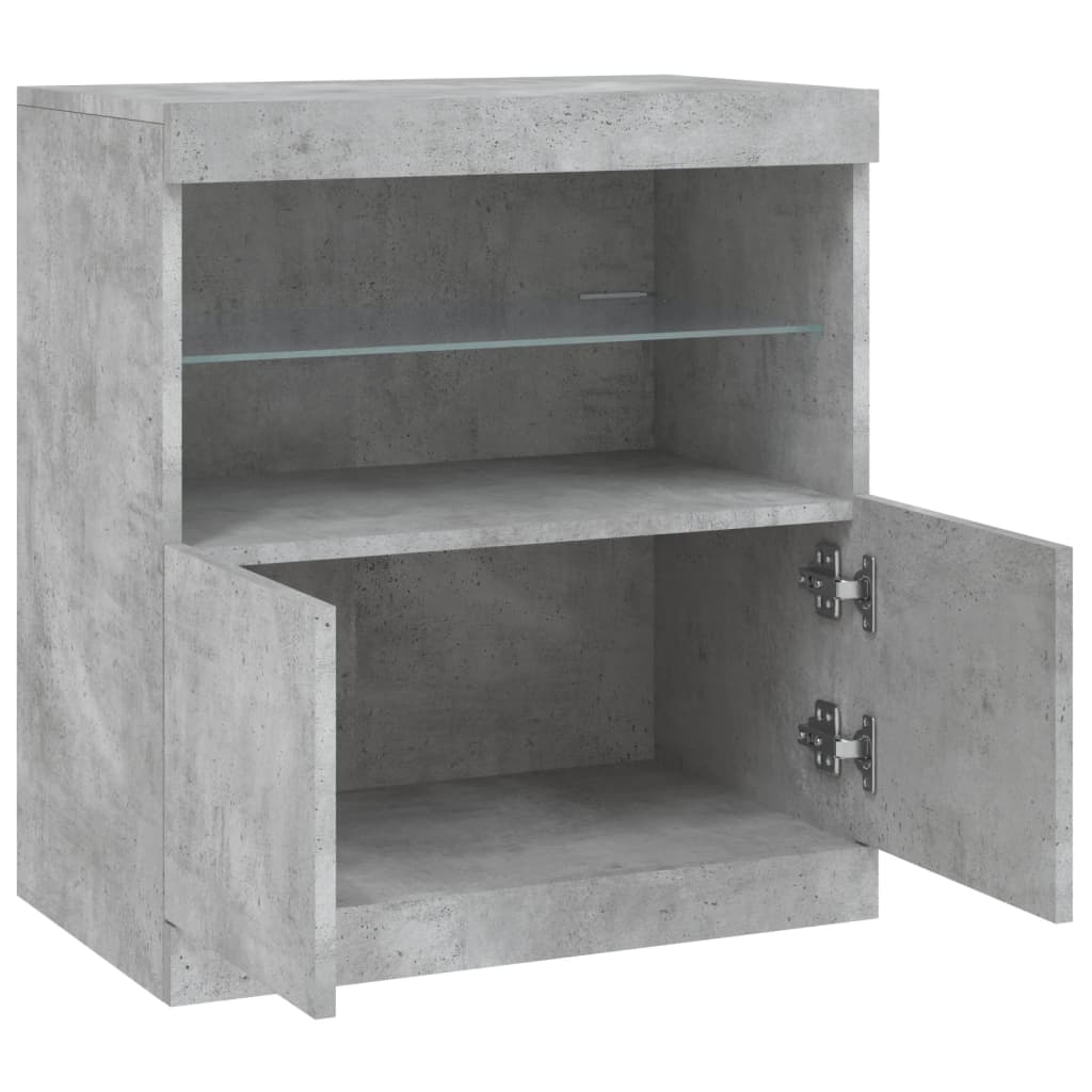 Sideboard with LED Lights Concrete Grey 60.5x37x67 cm
