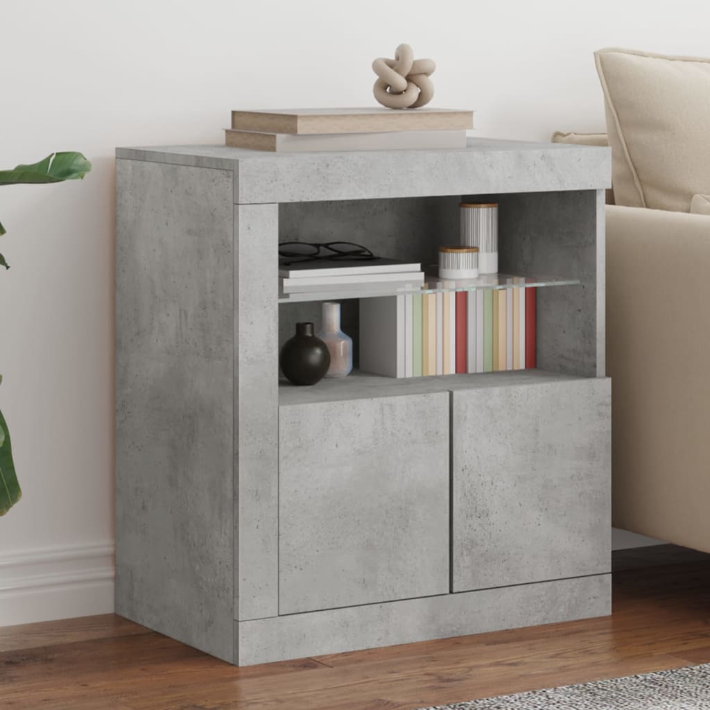 Sideboard with LED Lights Concrete Grey 60.5x37x67 cm