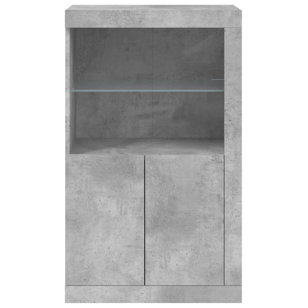 Side Cabinet with LED Lights Concrete Grey Engineered Wood