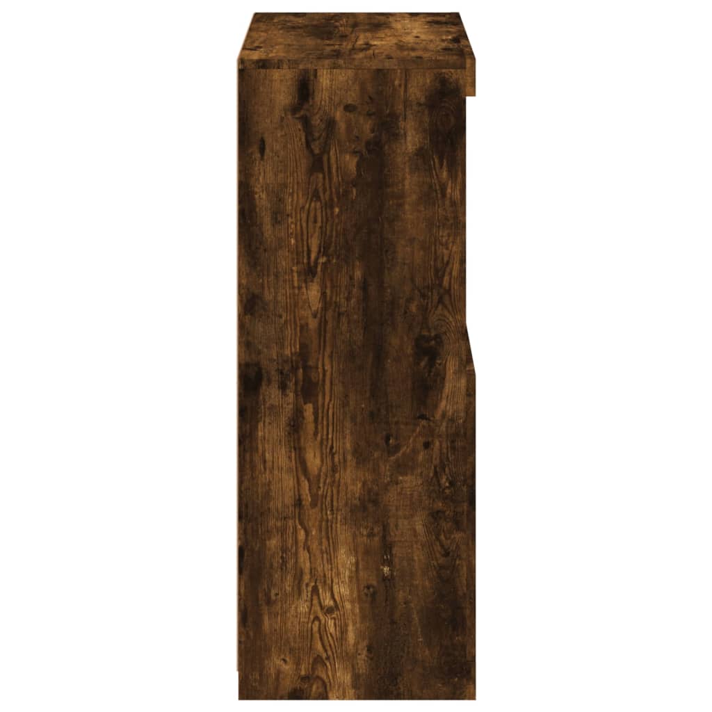 Side Cabinet with LED Lights Smoked Oak Engineered Wood