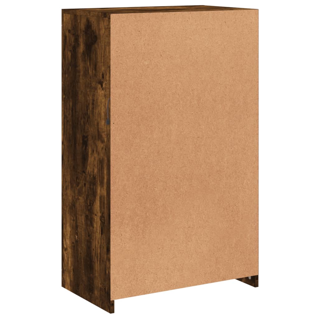 Side Cabinet with LED Lights Smoked Oak Engineered Wood