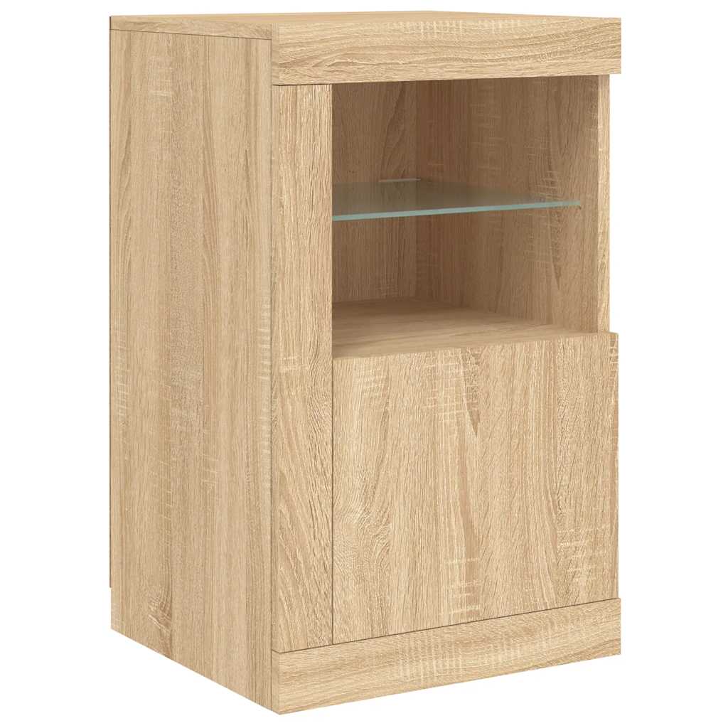 Side Cabinet with LED Lights Sonoma Oak Engineered Wood