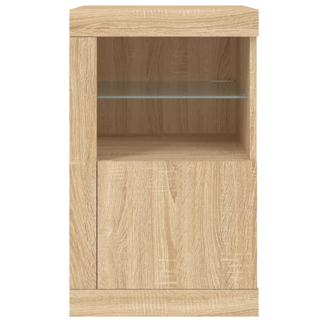 Side Cabinets with LED Lights 2 pcs Sonoma Oak Engineered Wood