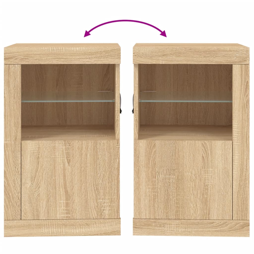 Side Cabinets with LED Lights 2 pcs Sonoma Oak Engineered Wood