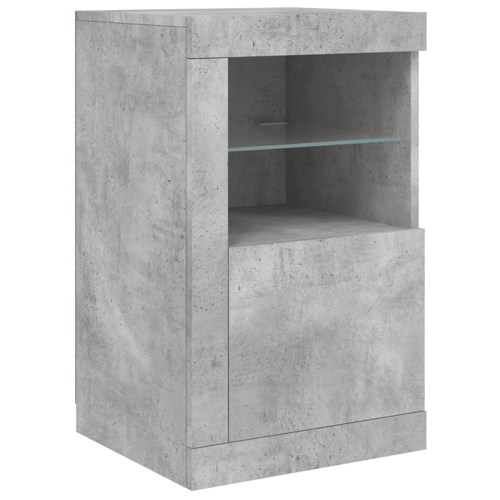 Side Cabinets with LED Lights 2 pcs Concrete Grey Engineered Wood