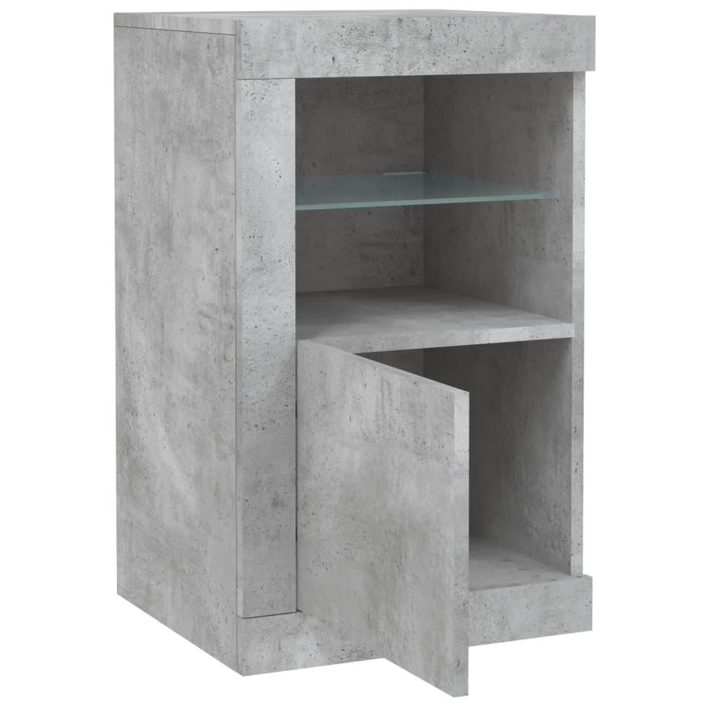 Side Cabinets with LED Lights 2 pcs Concrete Grey Engineered Wood