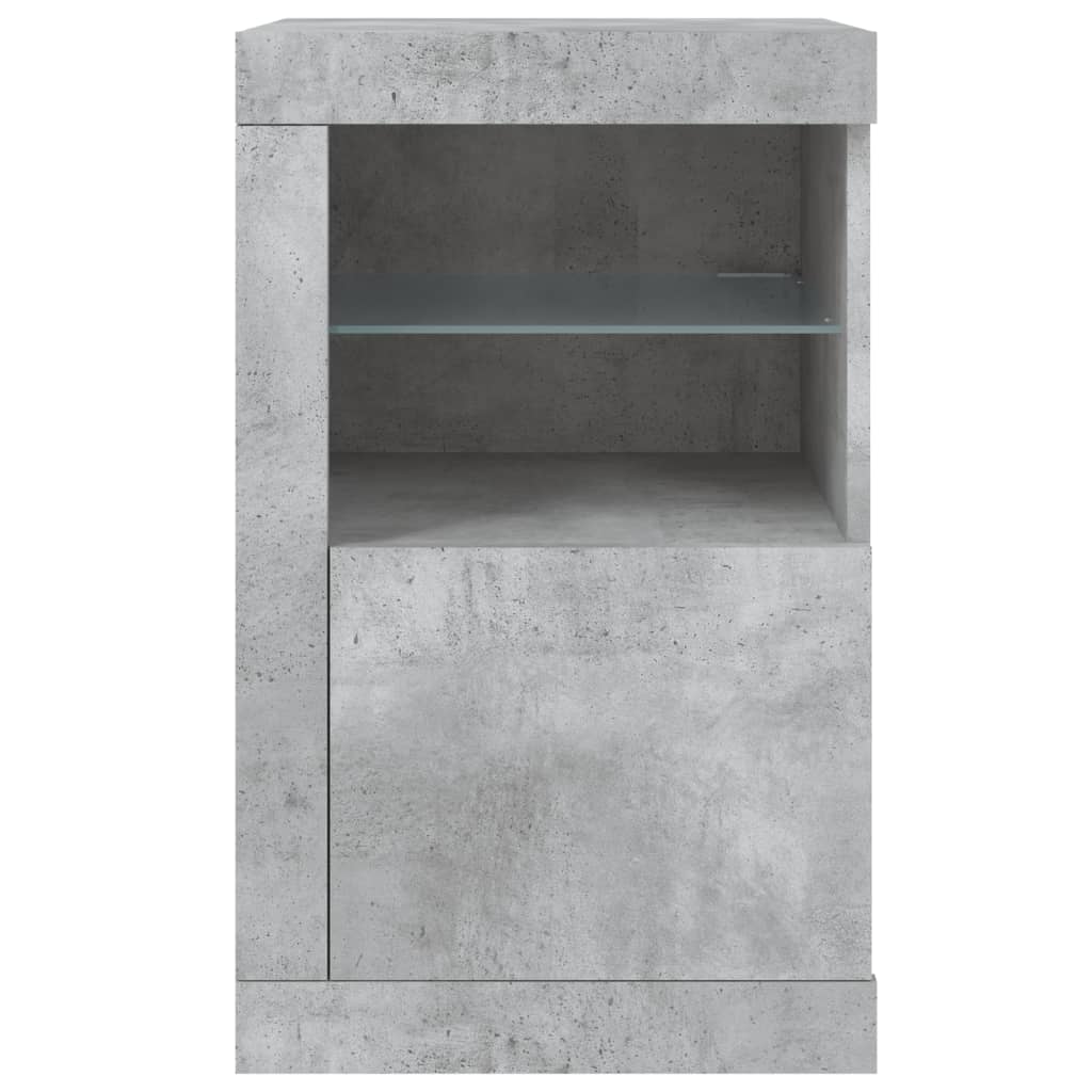 Side Cabinets with LED Lights 2 pcs Concrete Grey Engineered Wood