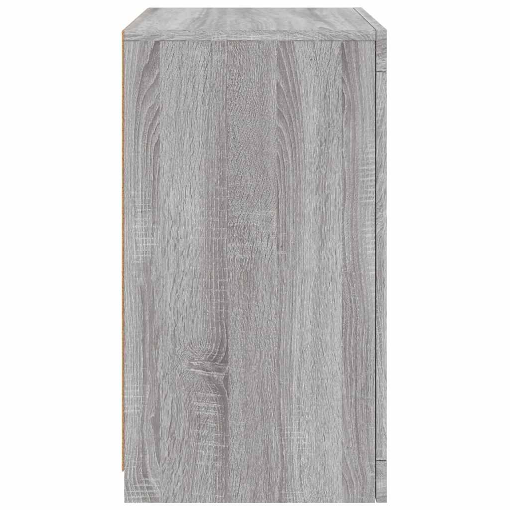 Side Cabinet with LED Lights Grey Sonoma Engineered Wood