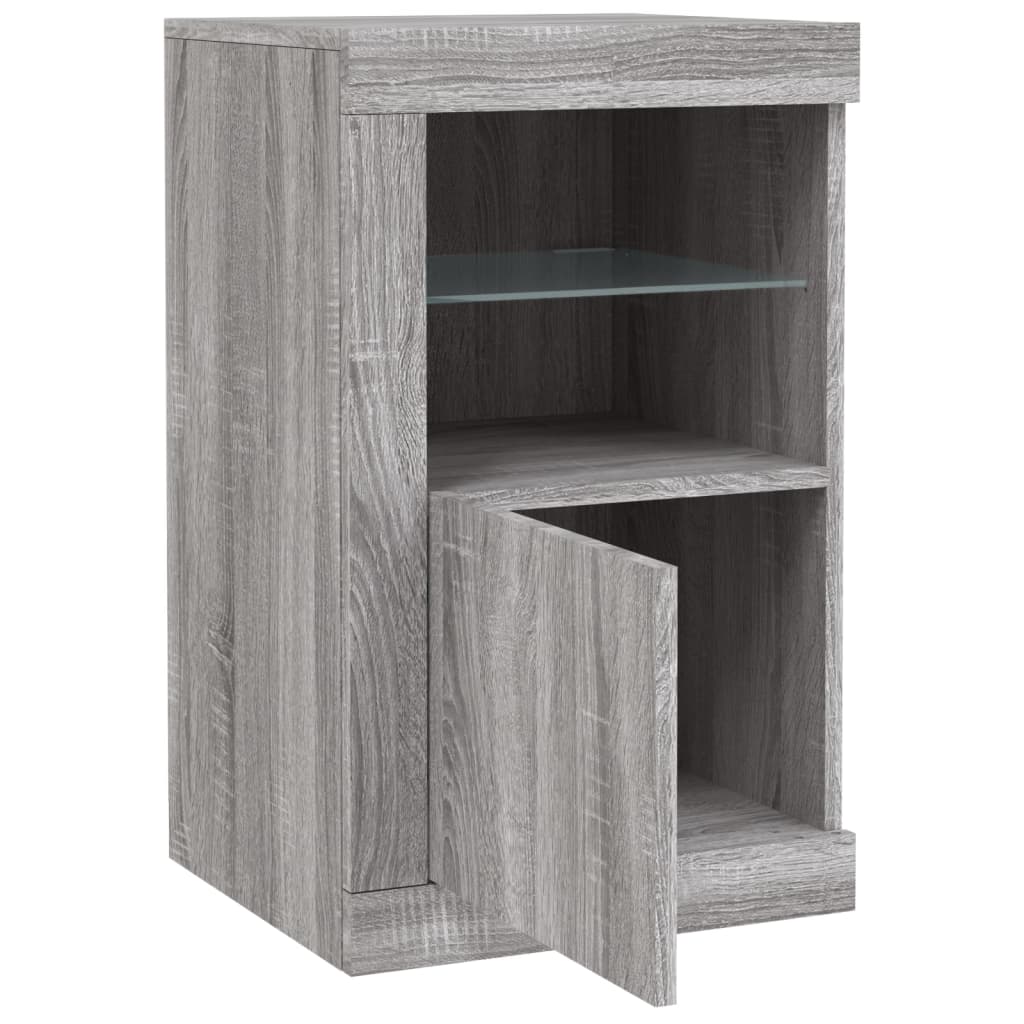 Side Cabinets with LED Lights 2 pcs Grey Sonoma Engineered Wood