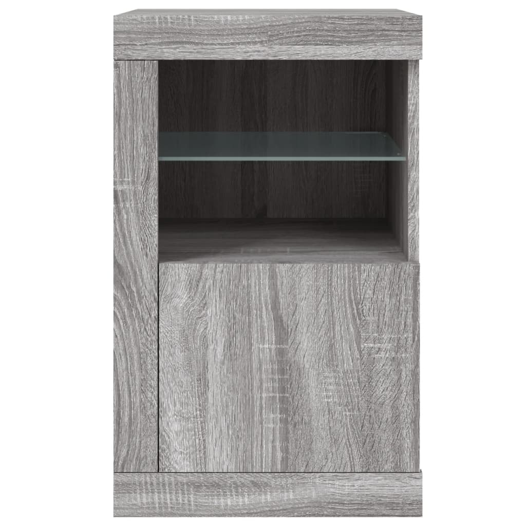 Side Cabinets with LED Lights 2 pcs Grey Sonoma Engineered Wood