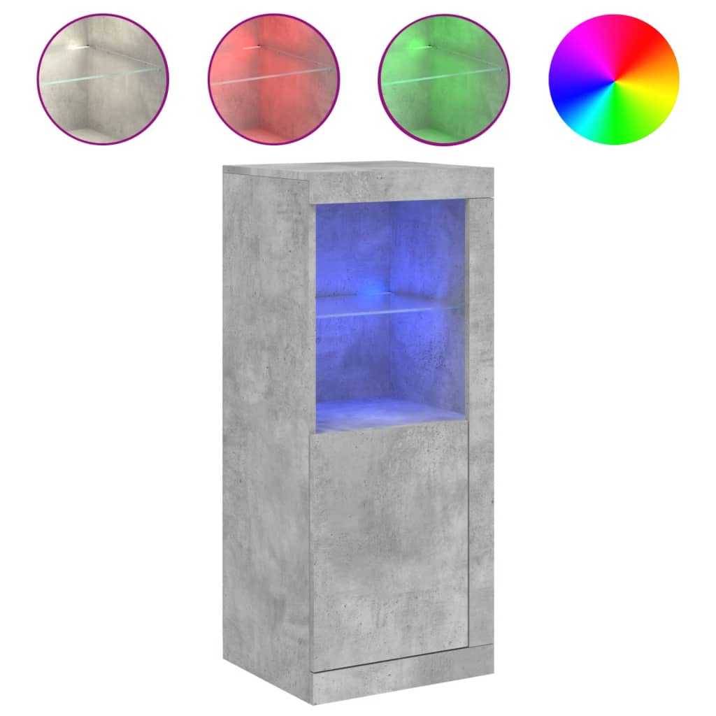 Sideboard with LED Lights Concrete Grey 41x37x100 cm