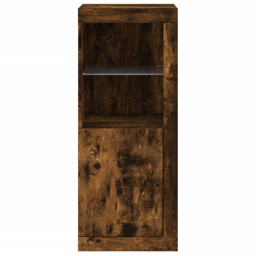 Sideboard with LED Lights Smoked Oak 41x37x100 cm