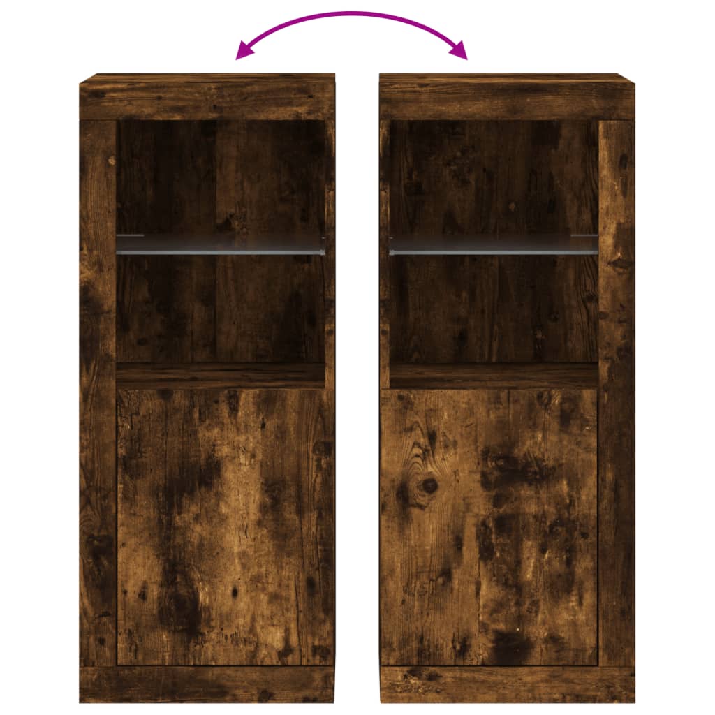 Sideboard with LED Lights Smoked Oak 41x37x100 cm