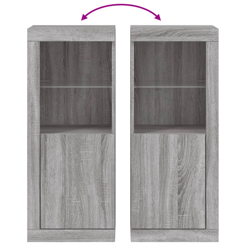 Sideboard with LED Lights Grey Sonoma 41x37x100 cm