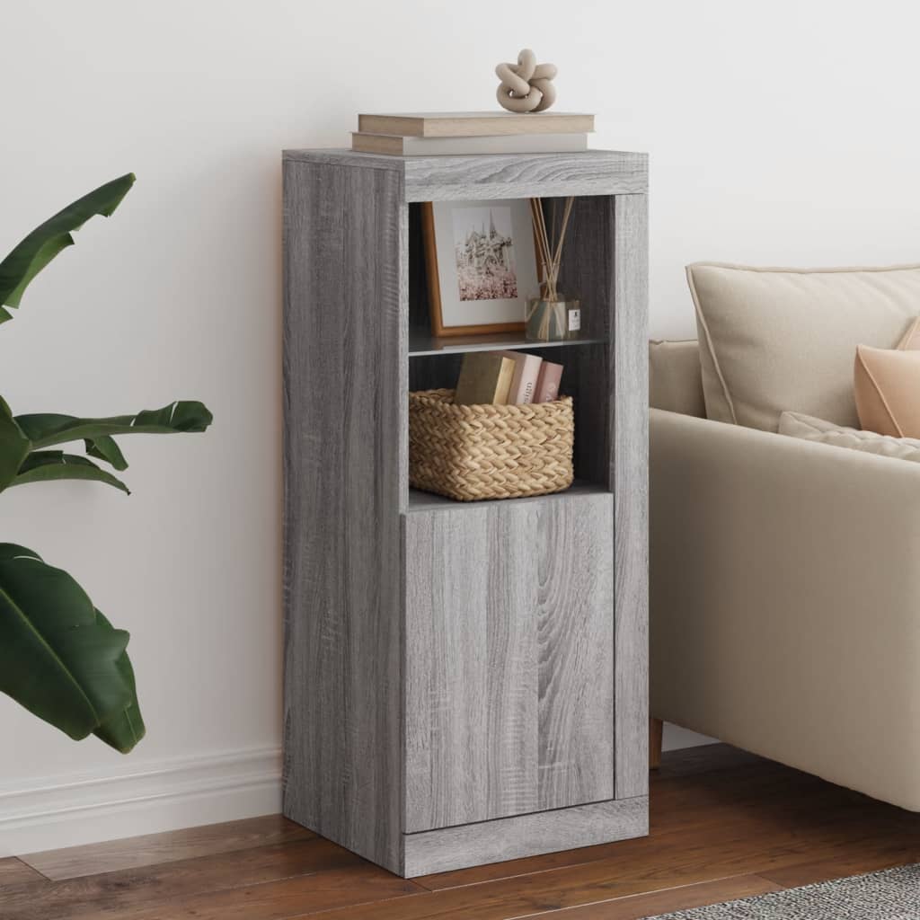 Sideboard with LED Lights Grey Sonoma 41x37x100 cm