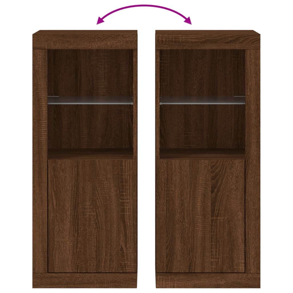 Sideboard with LED Lights Brown Oak 41x37x100 cm