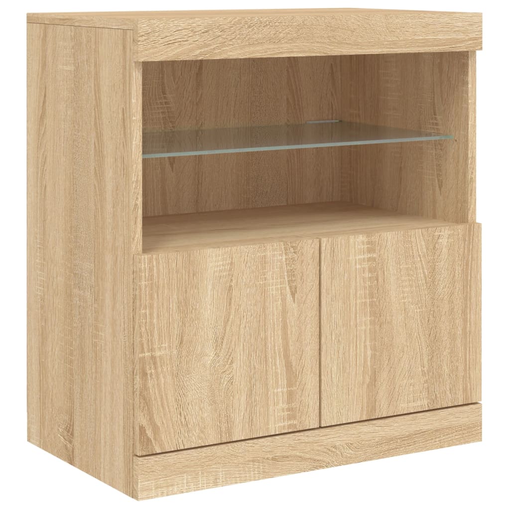 Sideboard with LED Lights Sonoma Oak 60x37x67 cm