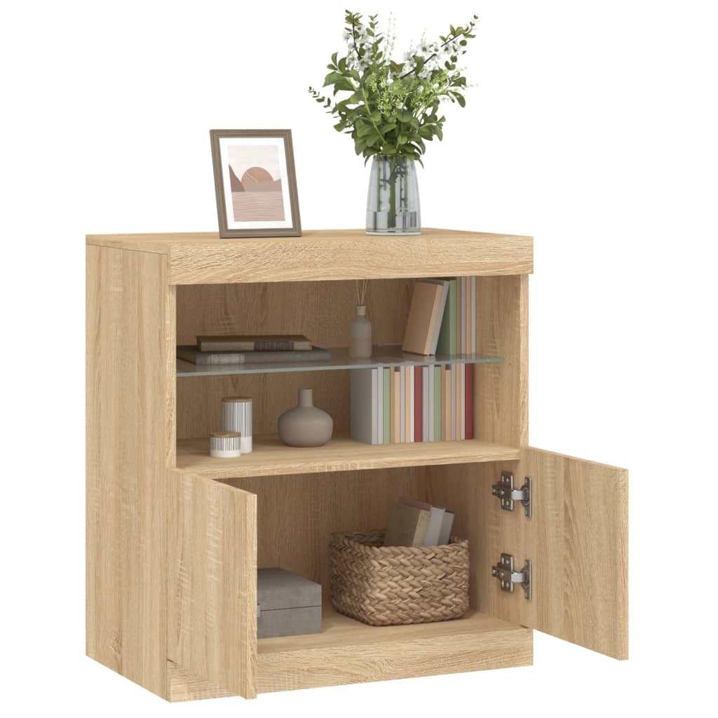 Sideboard with LED Lights Sonoma Oak 60x37x67 cm