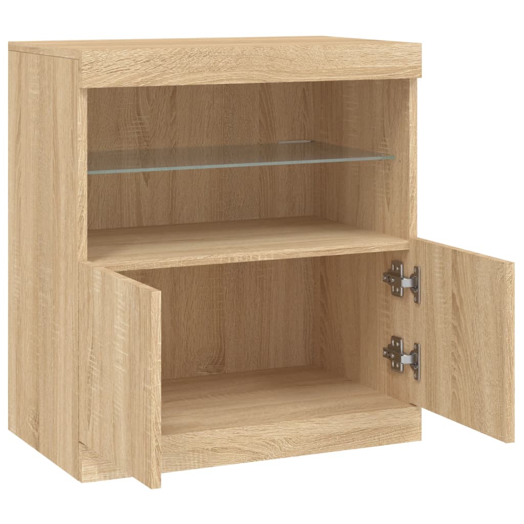 Sideboard with LED Lights Sonoma Oak 60x37x67 cm