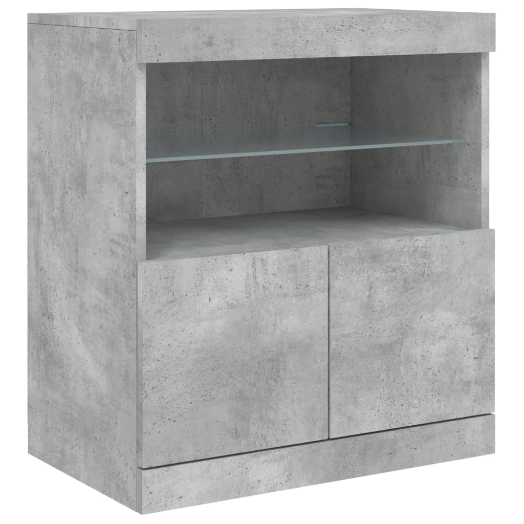 Sideboard with LED Lights Concrete Grey 60x37x67 cm