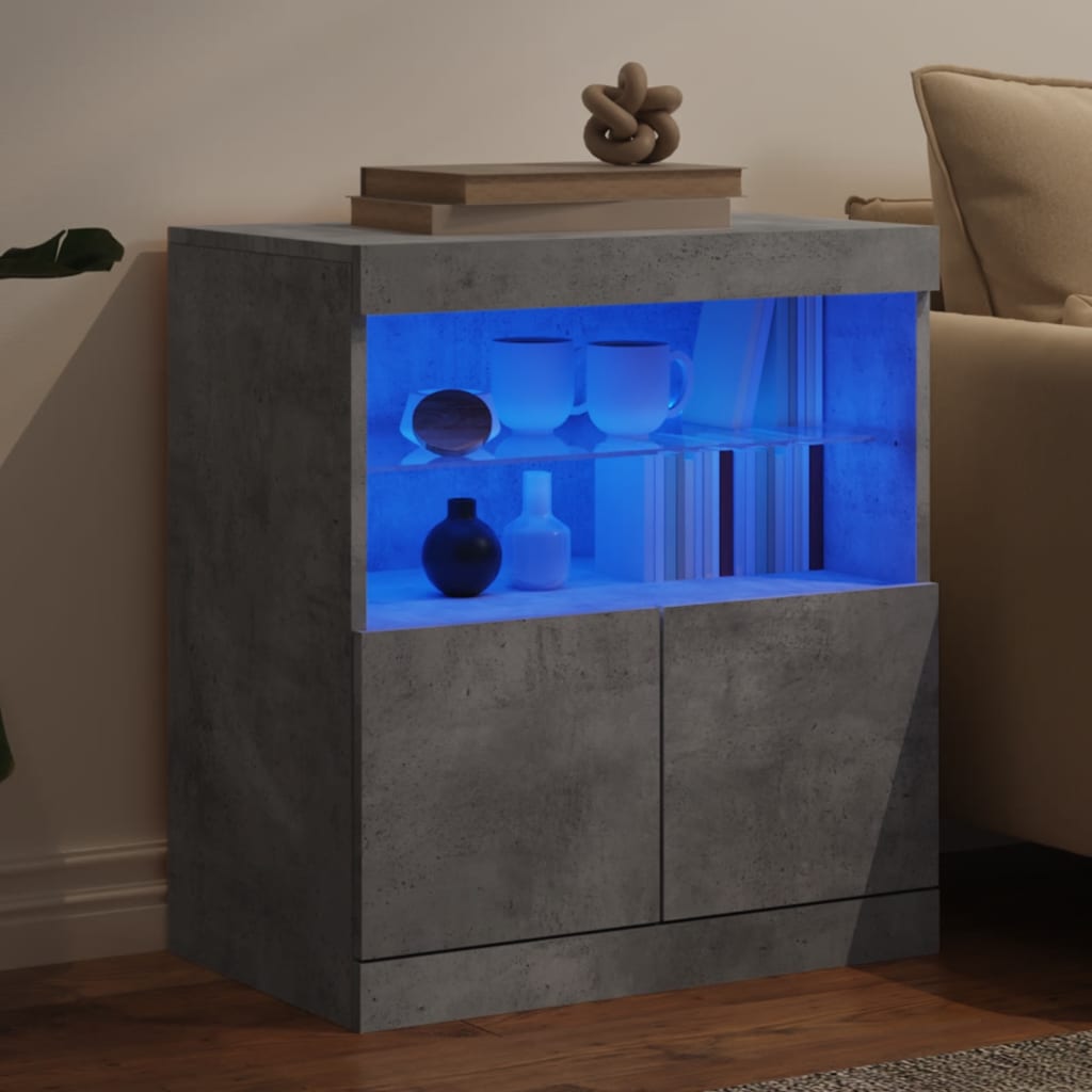 Sideboard with LED Lights Concrete Grey 60x37x67 cm