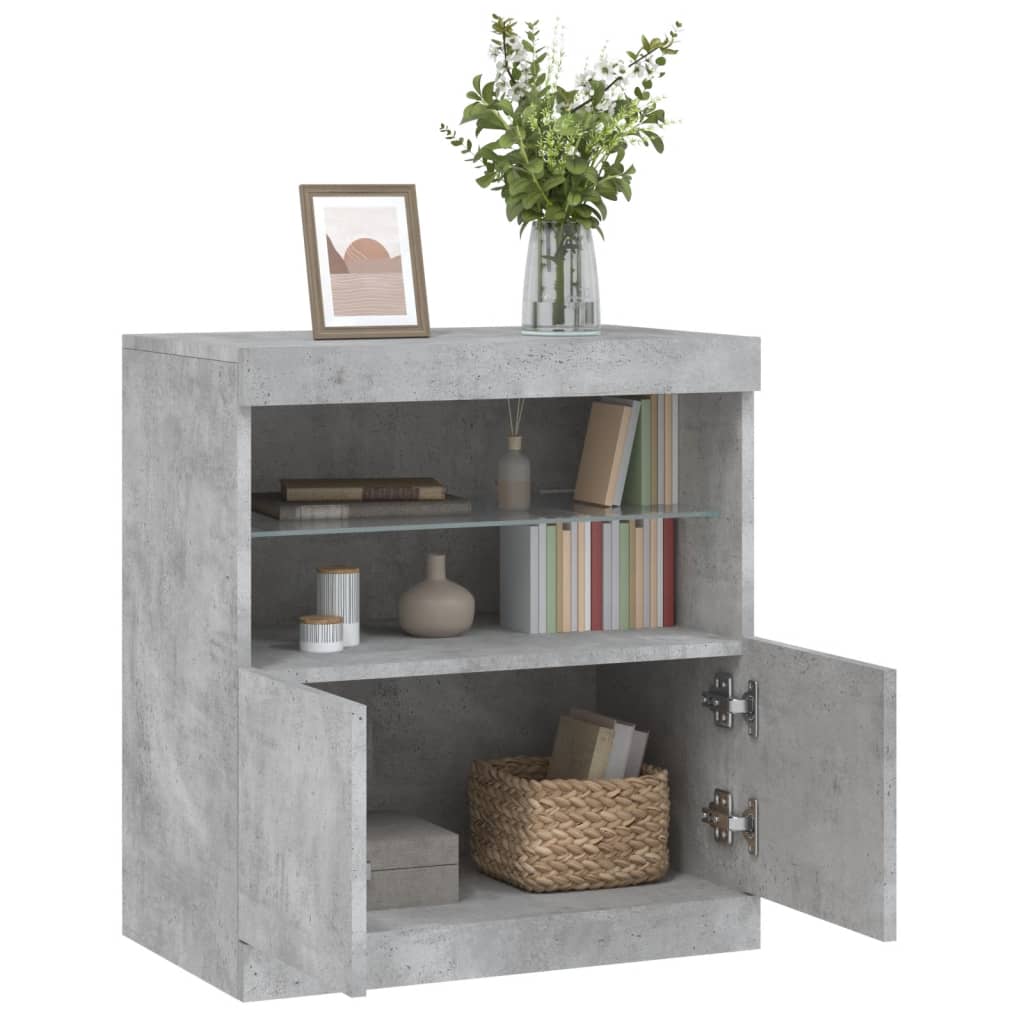 Sideboard with LED Lights Concrete Grey 60x37x67 cm