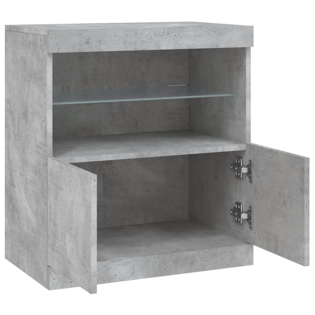 Sideboard with LED Lights Concrete Grey 60x37x67 cm