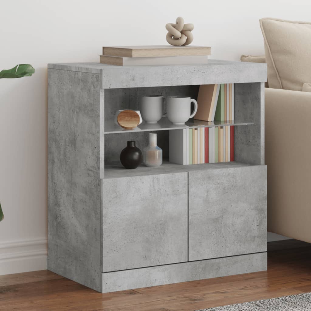 Sideboard with LED Lights Concrete Grey 60x37x67 cm