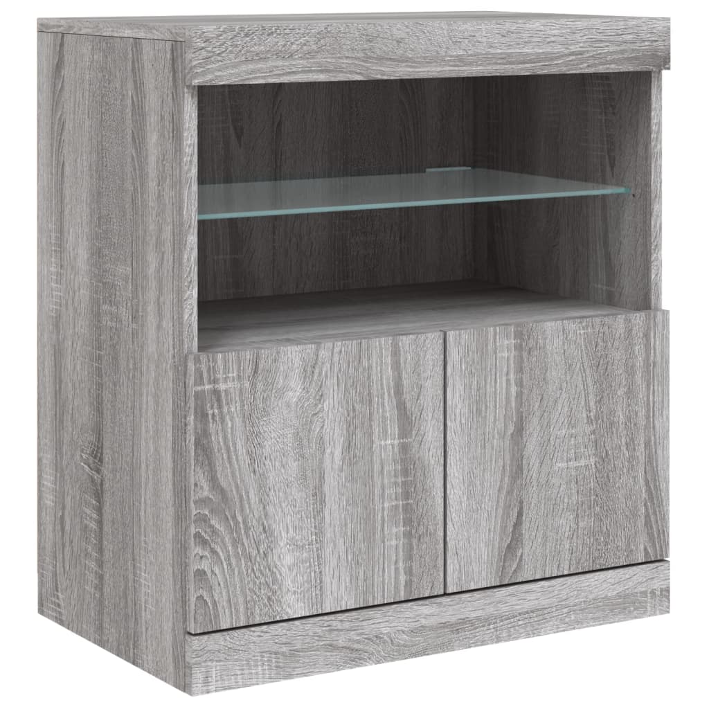 Sideboard with LED Lights Grey Sonoma 60x37x67 cm