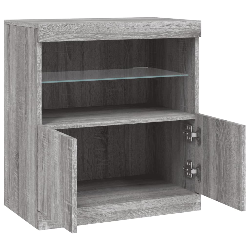 Sideboard with LED Lights Grey Sonoma 60x37x67 cm