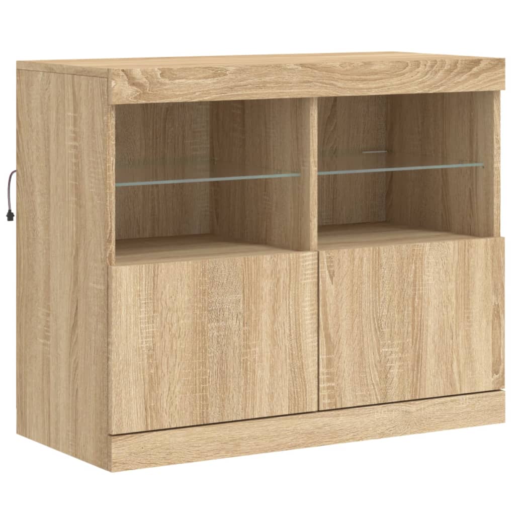 Sideboard with LED Lights Sonoma Oak 81x37x67 cm