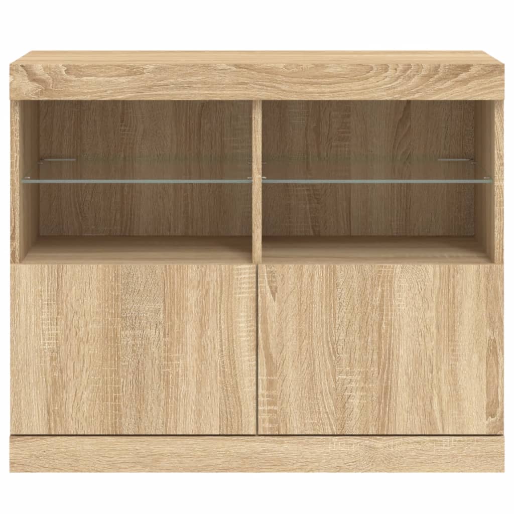Sideboard with LED Lights Sonoma Oak 81x37x67 cm
