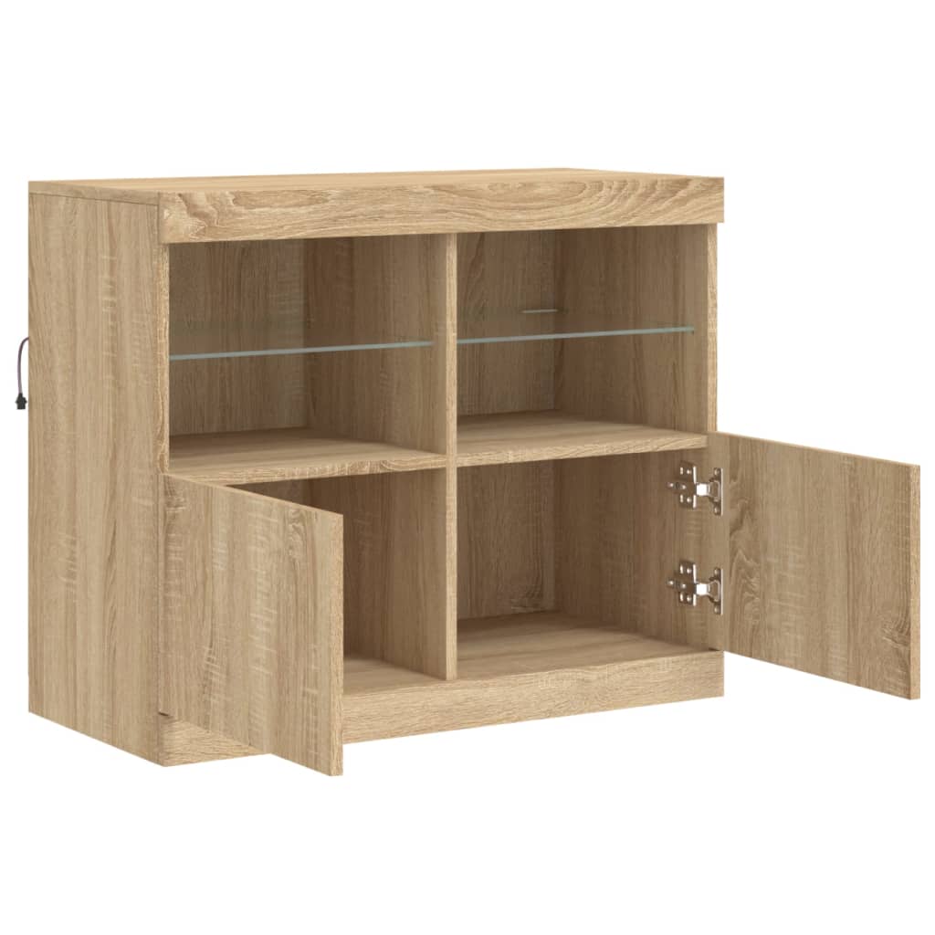 Sideboard with LED Lights Sonoma Oak 81x37x67 cm