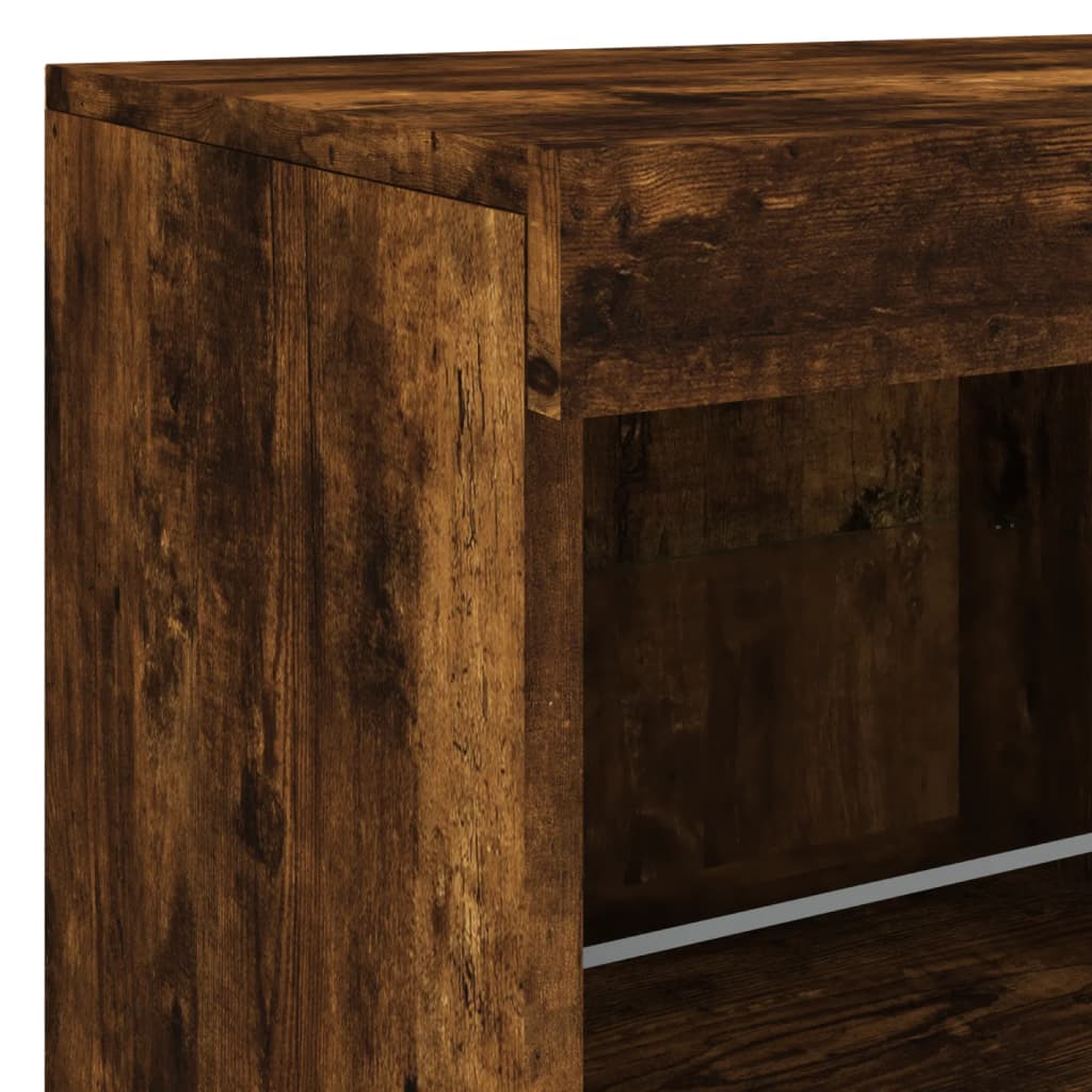 Sideboard with LED Lights Smoked Oak 81x37x67 cm