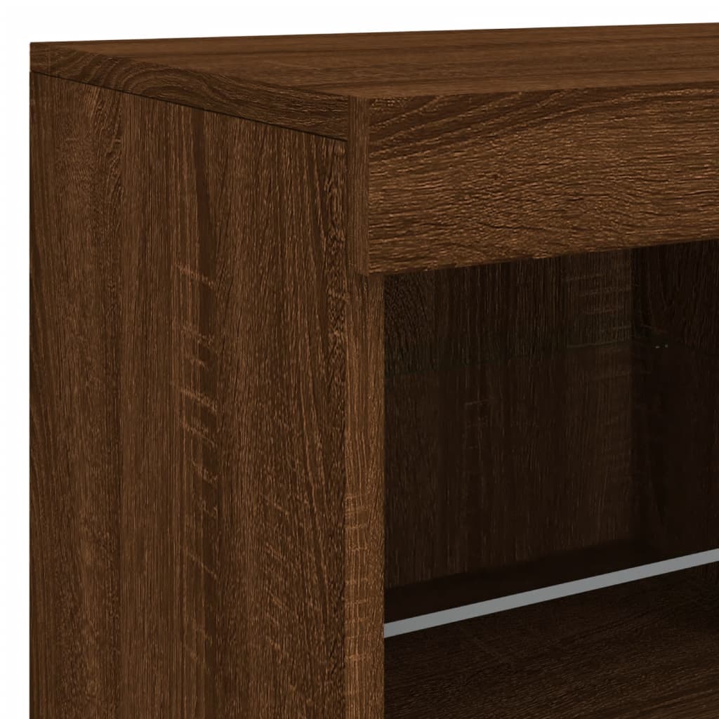 Sideboard with LED Lights Brown Oak 81x37x67 cm