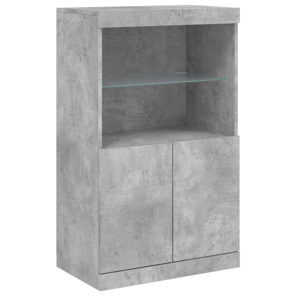 Sideboard with LED Lights Concrete Grey 60.5x37x100 cm
