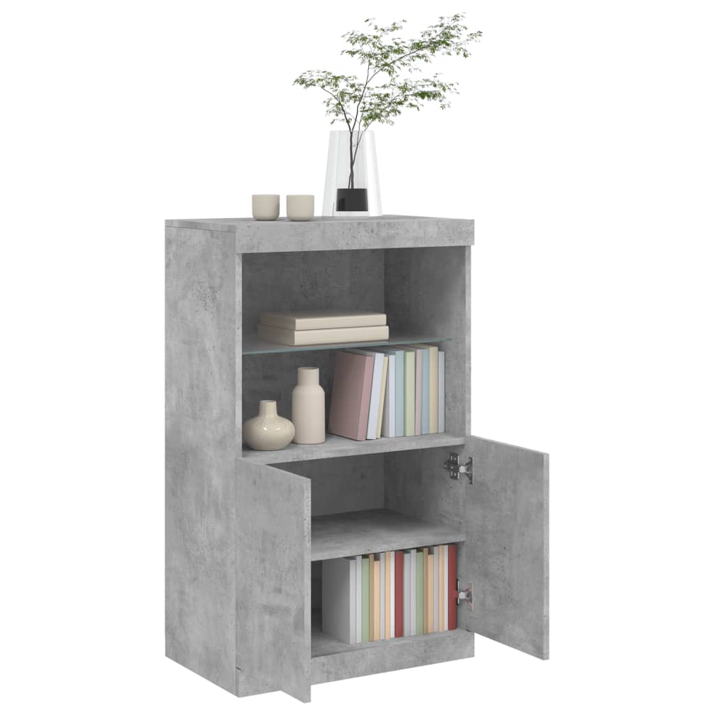 Sideboard with LED Lights Concrete Grey 60.5x37x100 cm