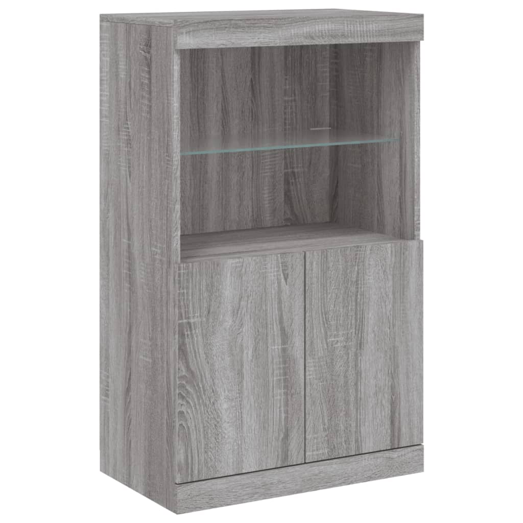 Sideboard with LED Lights Grey Sonoma 60.5x37x100 cm