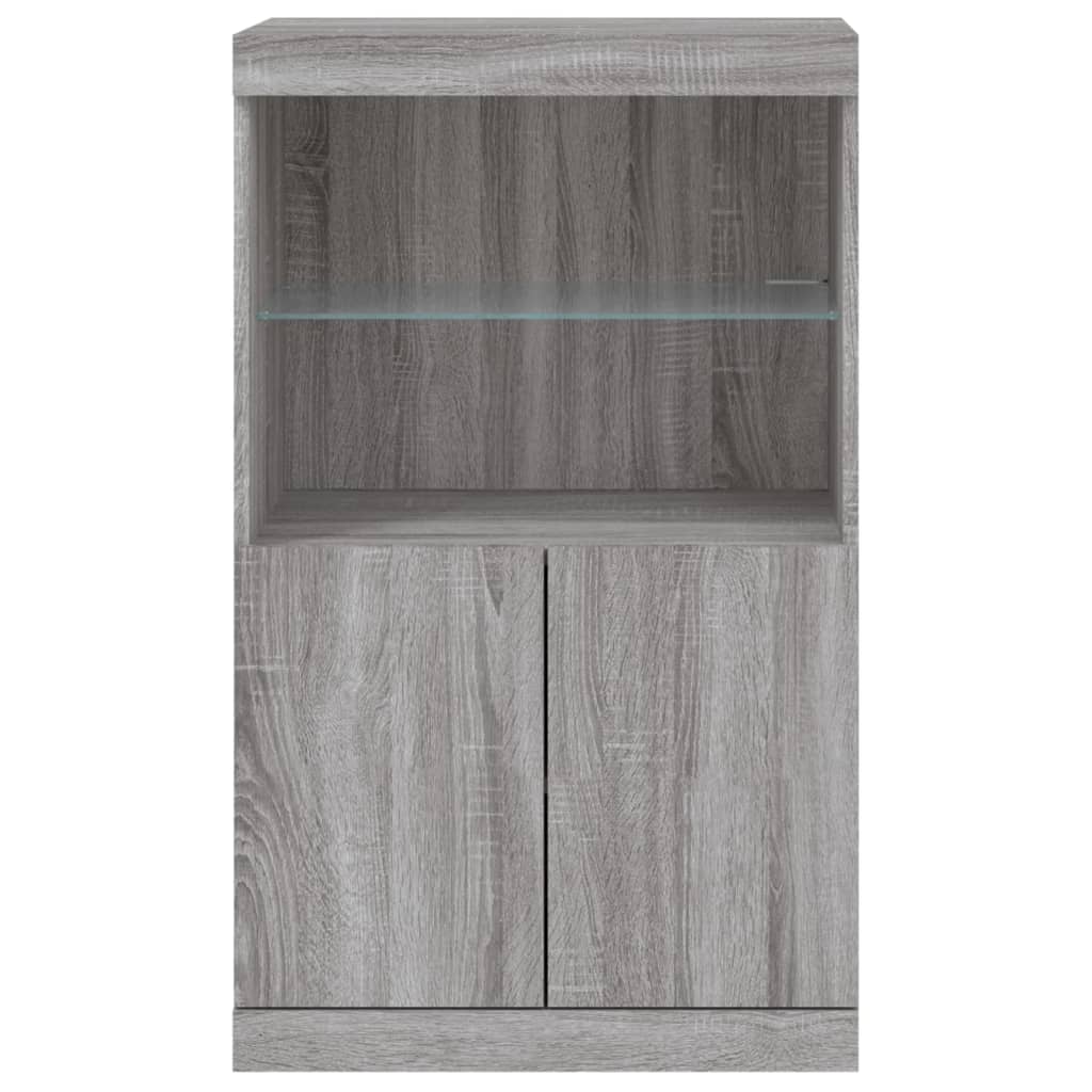 Sideboard with LED Lights Grey Sonoma 60.5x37x100 cm