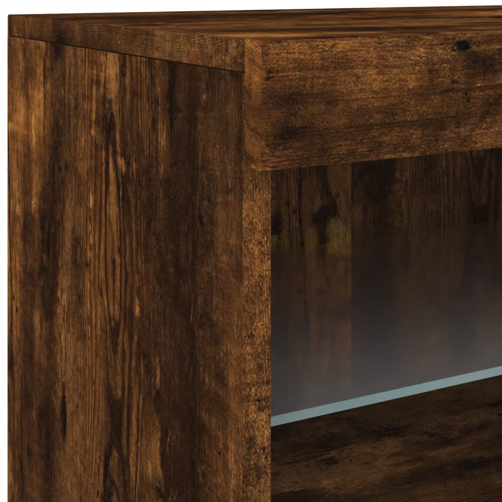 Sideboard with LED Lights Smoked Oak 41x37x67 cm